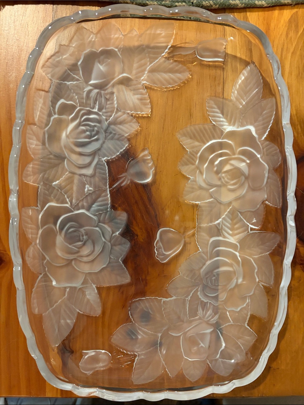 Crystal Rose Pearls Sandwich Tray 11.5"